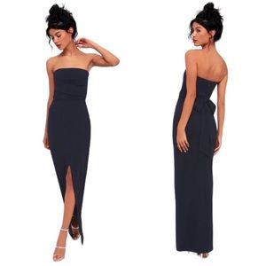 Lulus Dress Own the Night Strapless Maxi Dress Navy Size Small